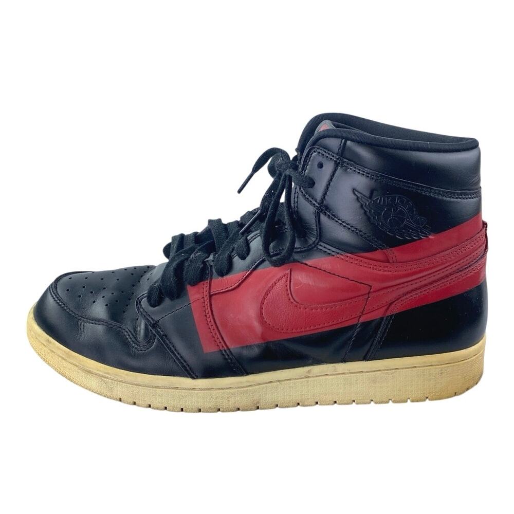 Nike Air Jordan 1 Retro Men's Black Leather High Top Athletic Sneakers Shoes 12